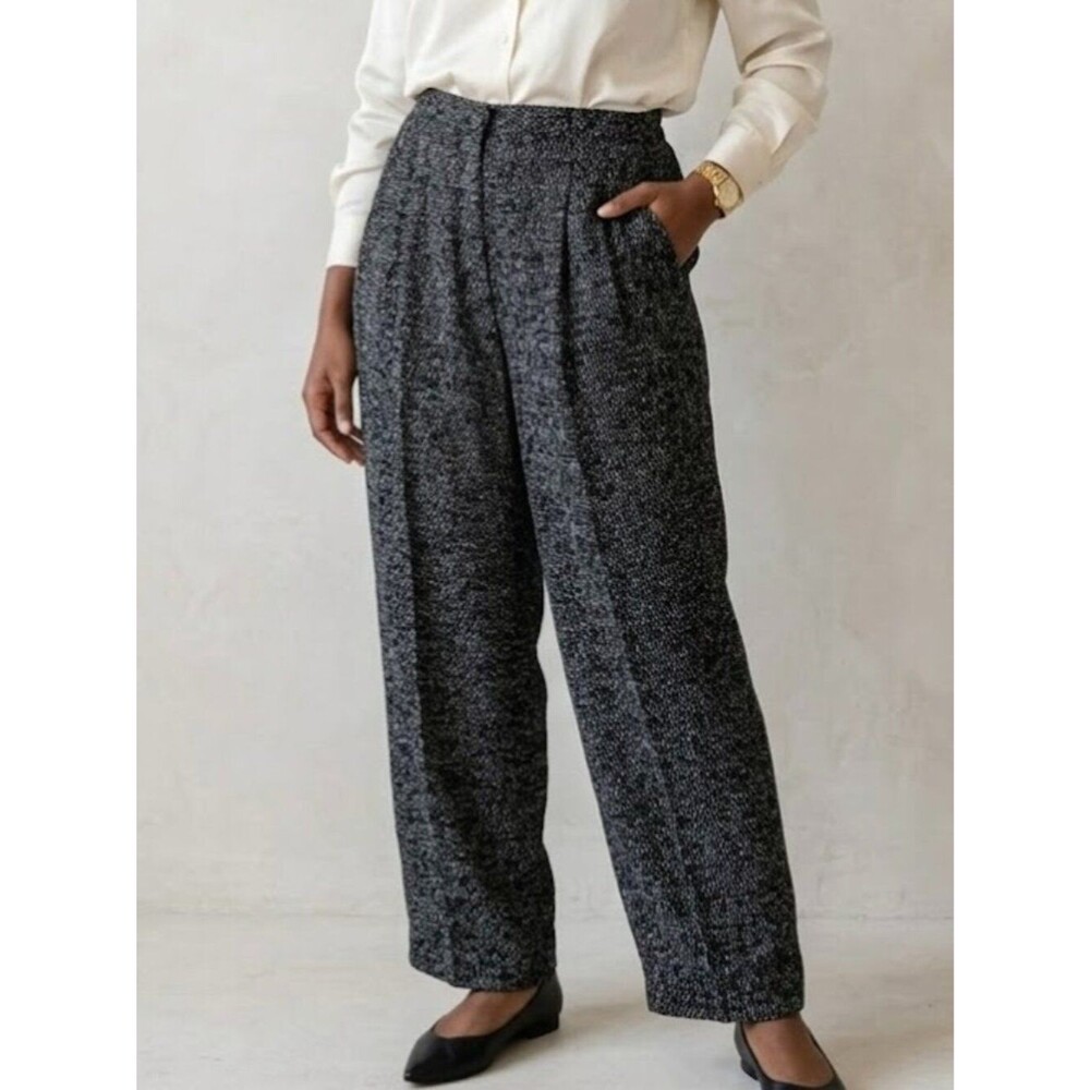Vintage Leslie Fay Pleated Wide Leg Flowy Trouser Pants Size 14